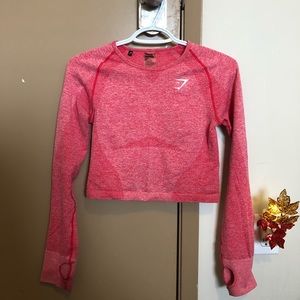 Gymshark Seamless Cropped Long Sleeve (Pink/Coral)